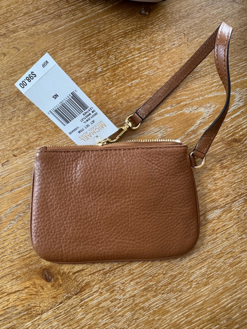 Michael Kors Cognac Pebbled Leather Wristlet - New with Tags - Picture 2 of 5